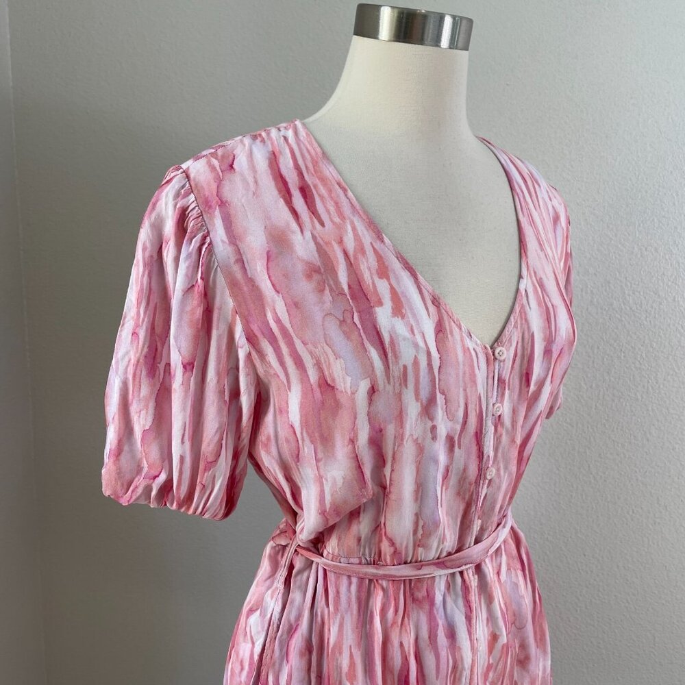 Anthropologie Cloth & Stone Womens Medium Button Up Mini Dress Short Sleeve Pink - Picture 8 of 16